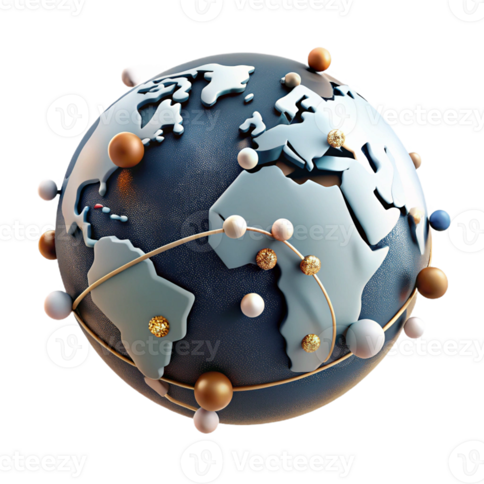 beautiful traditional Connected World Map Showing Trade Routes Transparent premium png