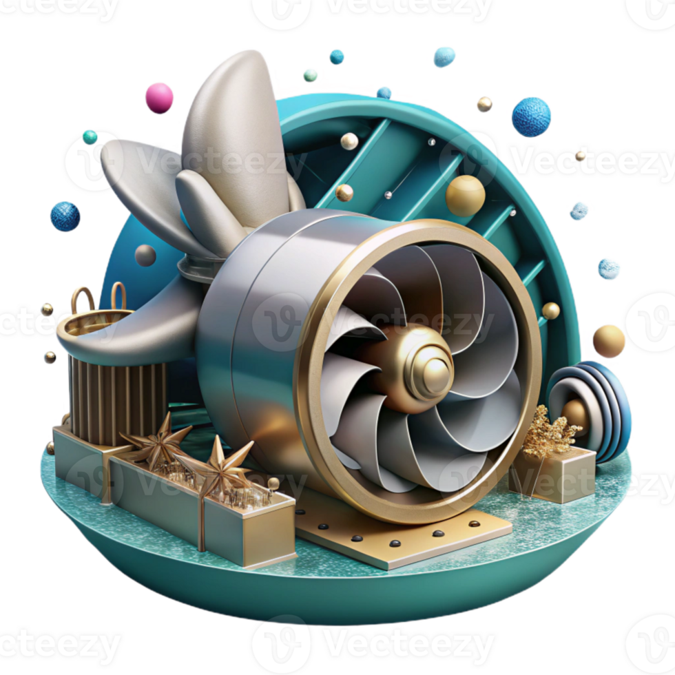 elegant traditional Tidal Energy Turbine Underwater View Transparent original png