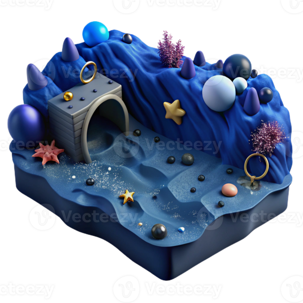 wonderful traditional Deep Sea Trench Dark Blue Isolated Element png