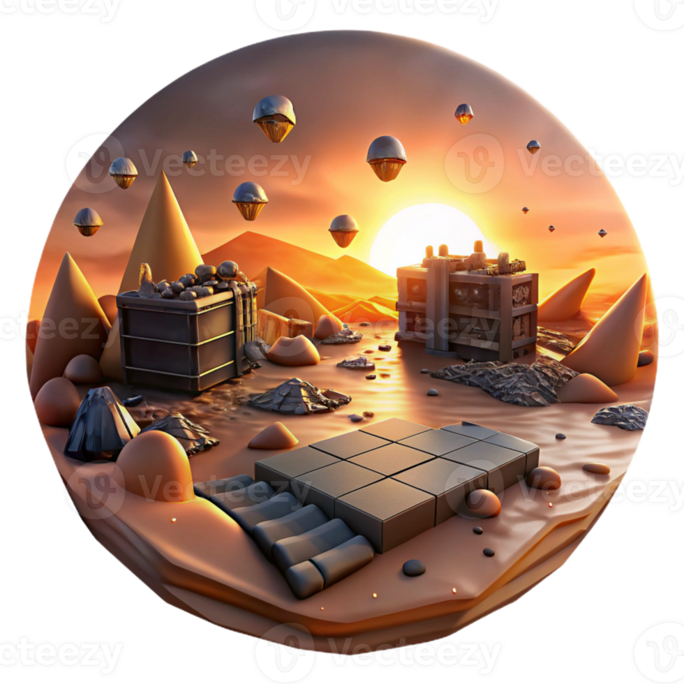 vibrant abstract Sunset Over Battlefield Cutout with Warm Lighting authentic png