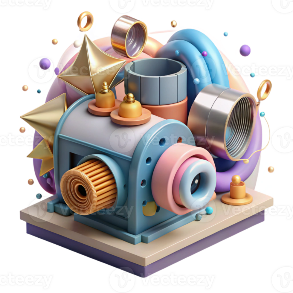 elegant creative Hydroelectric Generator Close Up Transparent Background high resolution png