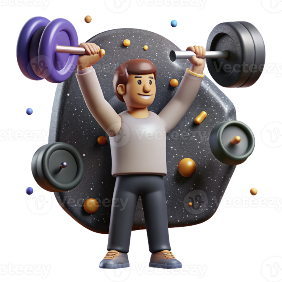beautiful artistic Person Lifting Weights Overhead Isolated high resolution png