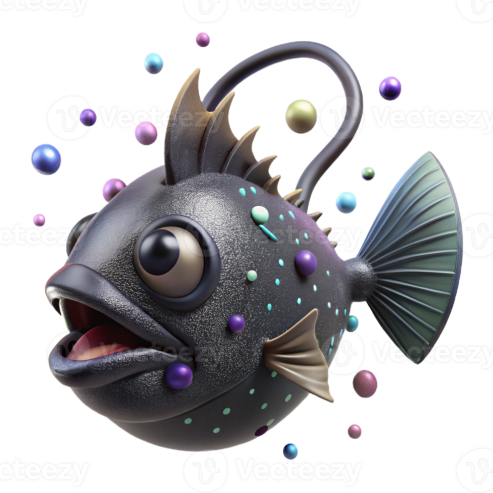 beautiful rustic Deep Sea Anglerfish Side View Cutout Transparent Background authentic png
