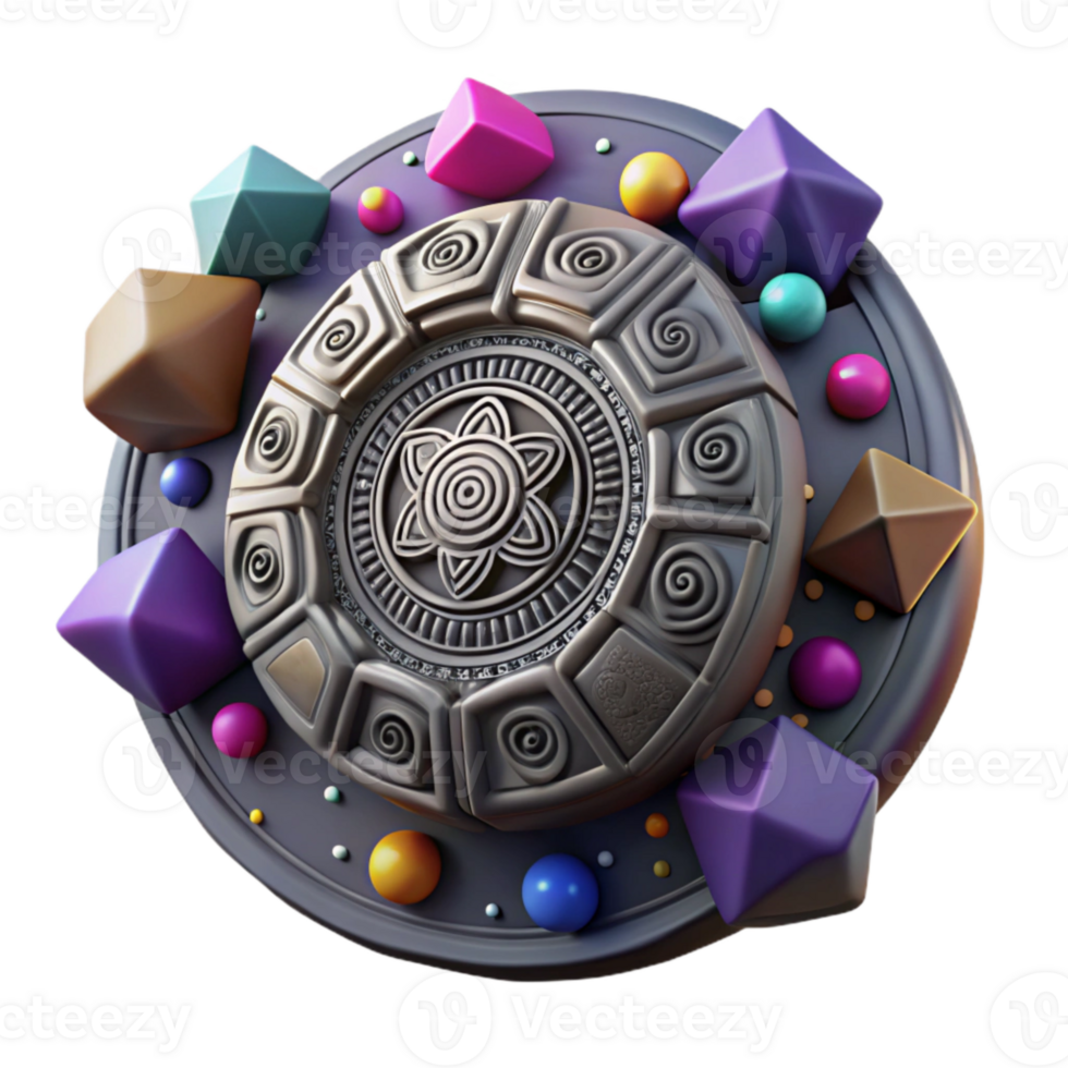 stunning modern Mayan Calendar Stone Isolated Intricate Detail high quality png