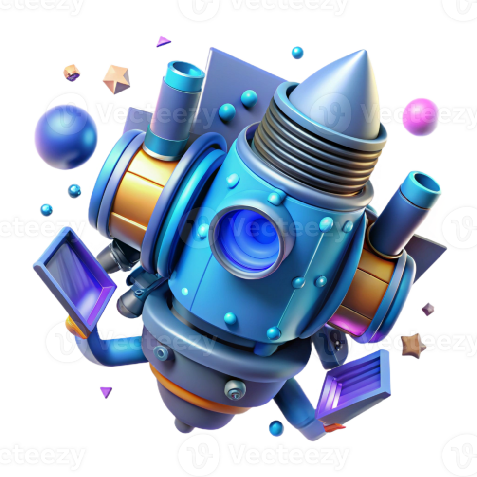 serene creative Futuristic Spaceship Engine Glowing Blue Isolated professional png