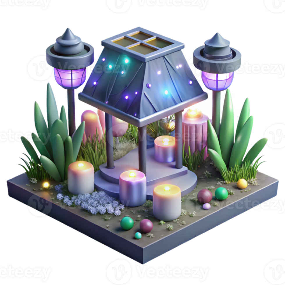 impressive classic Solar Powered Garden Lights Night View with Transparent Background exclusive png