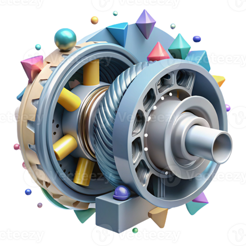 stunning artistic Wind Turbine Gearbox Internal View Isolated png