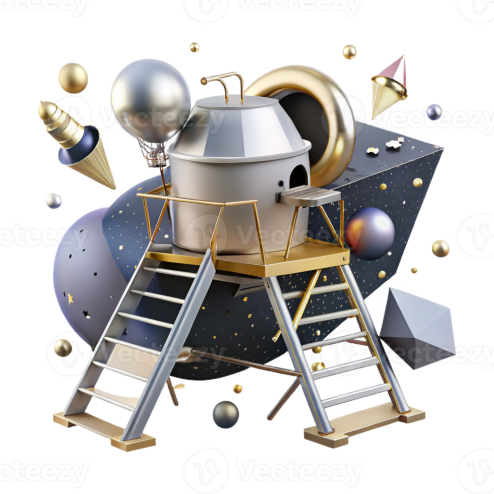 elegant minimalist Lunar Module Ladder Deployed Metal Cutout high quality png