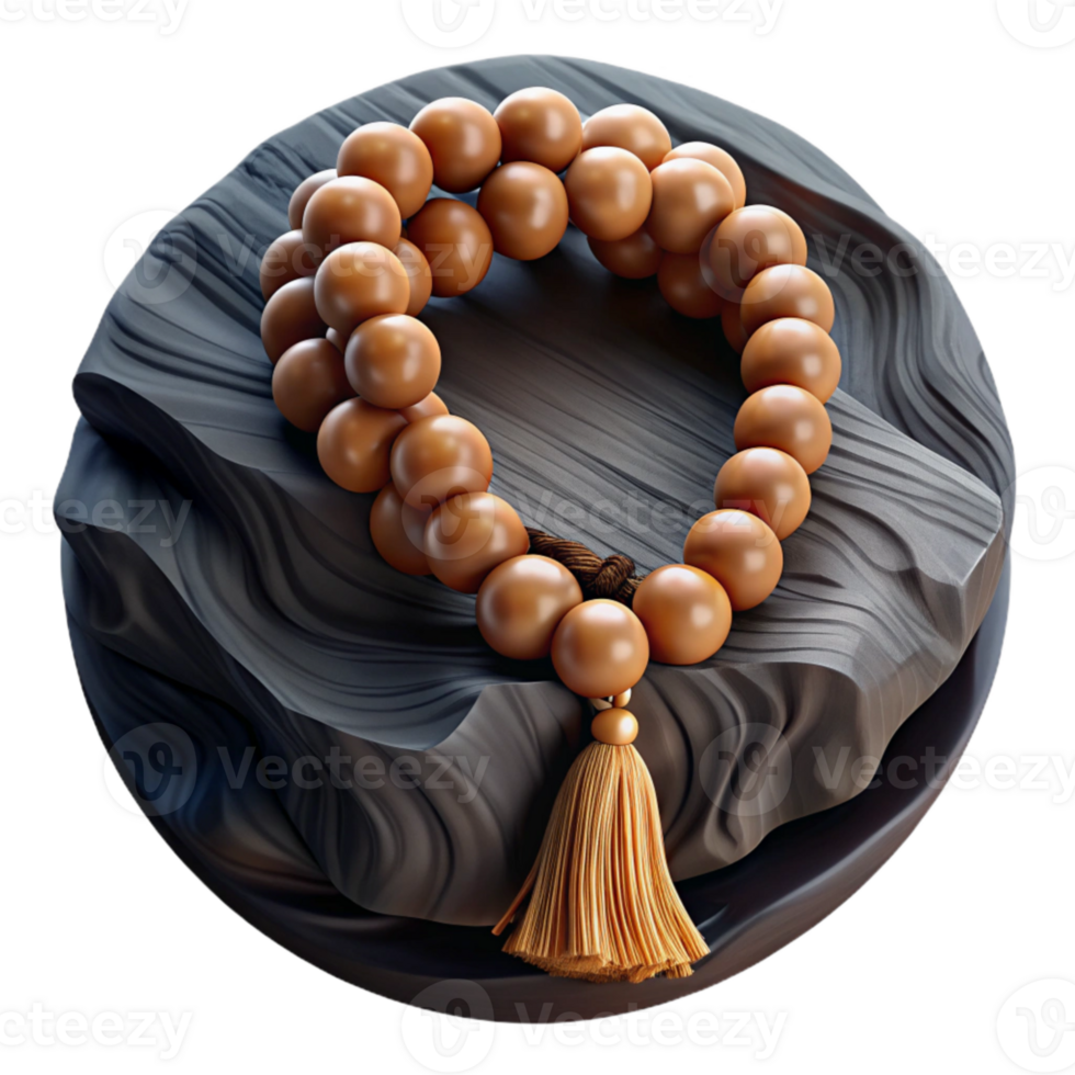 vibrant minimalist Prayer Beads with Wooden Texture Isolated high resolution png