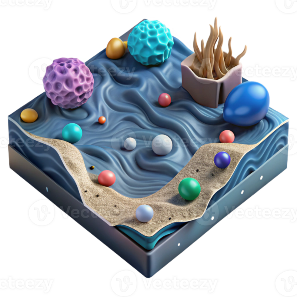 wonderful creative Ocean Floor Topography Map 3d View Cutout on Transparent Background exclusive png