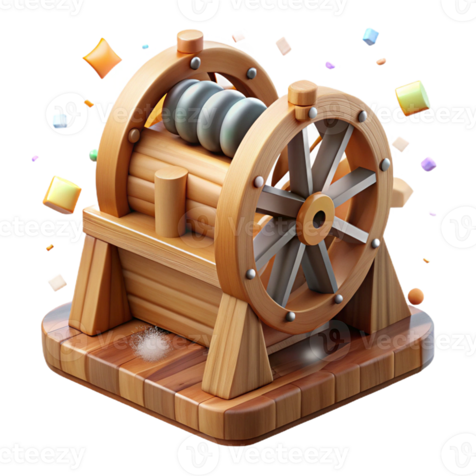 stunning artistic Wooden Water Wheel Side View Isolated on Transparent Background professional png