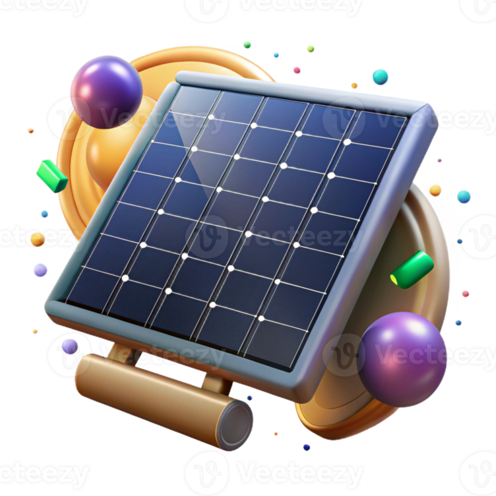 impressive vintage Solar Panel with Glare Effect Transparent Background high quality png