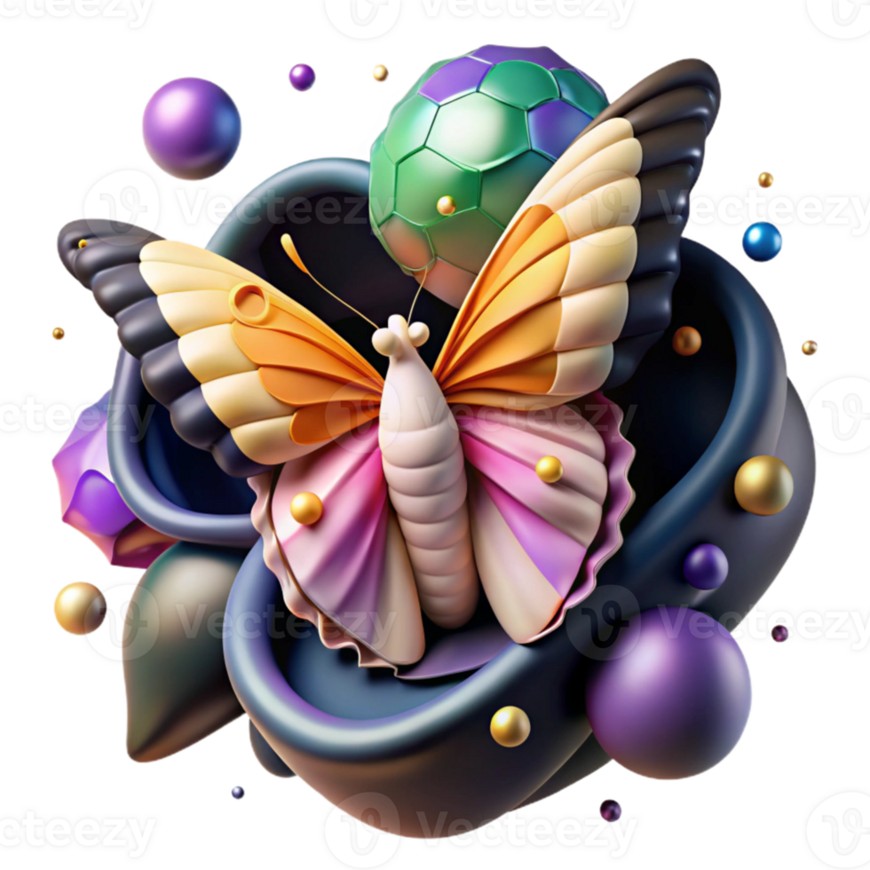 magnificent minimalist Colorful Butterfly Emerging From Cocoon Cutout with Soft Lighting authentic png