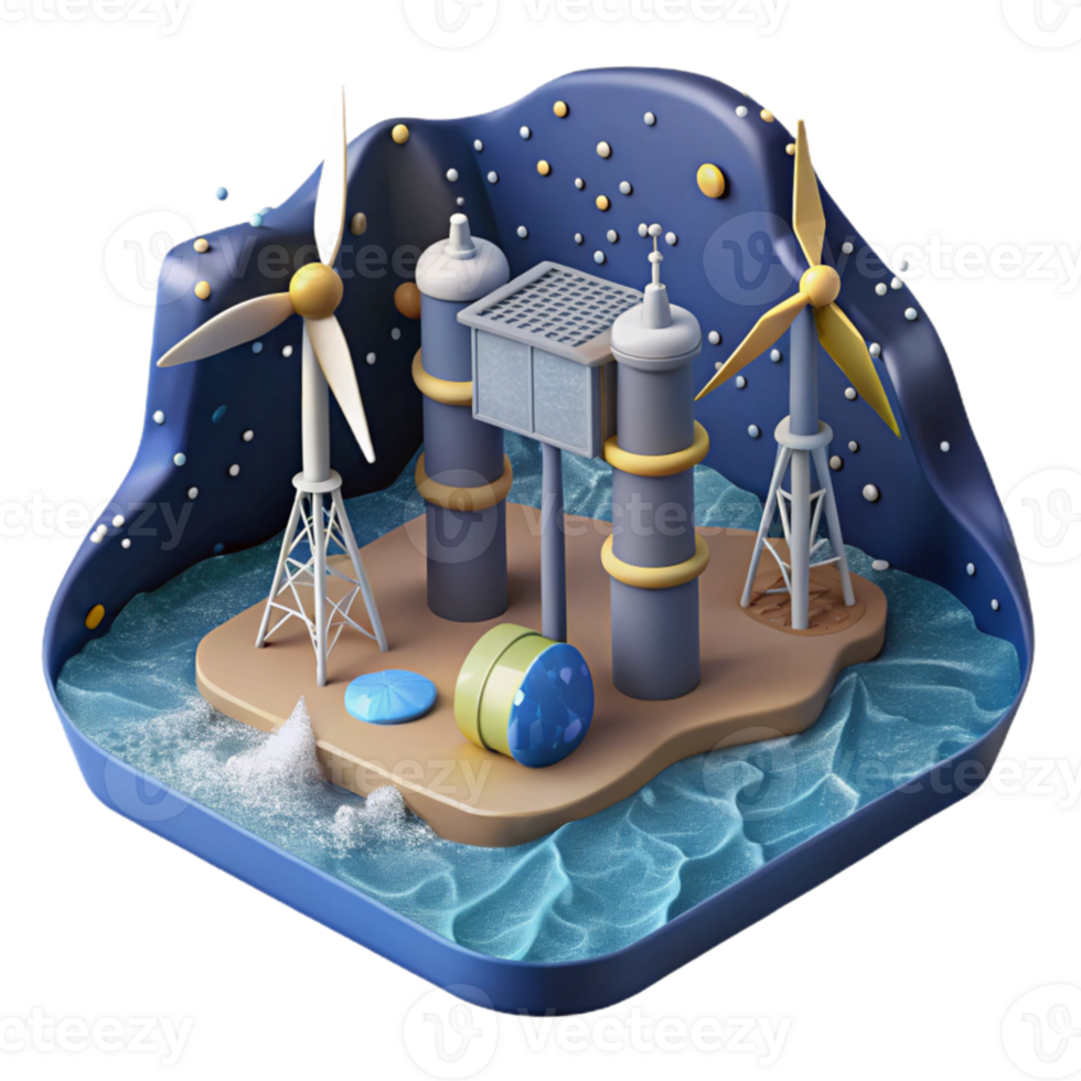 dramatic vintage Tidal Energy Farm in Ocean Cutout genuine png