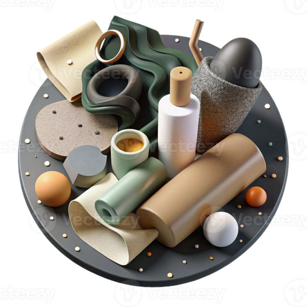 vibrant vintage Zero Waste Bathroom Essentials Flat Lay Isolated authentic png
