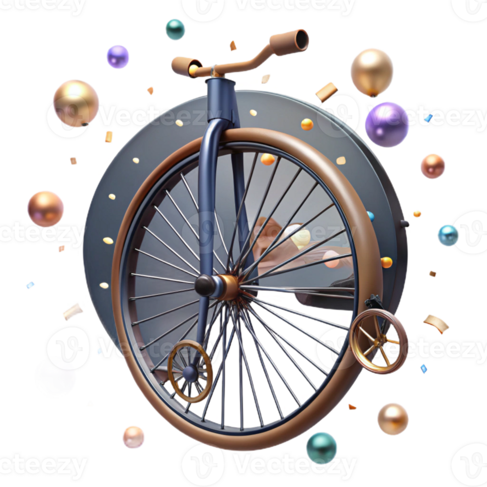 magnificent minimalist Antique Bicycle with Large Front Wheel Isolated exclusive png