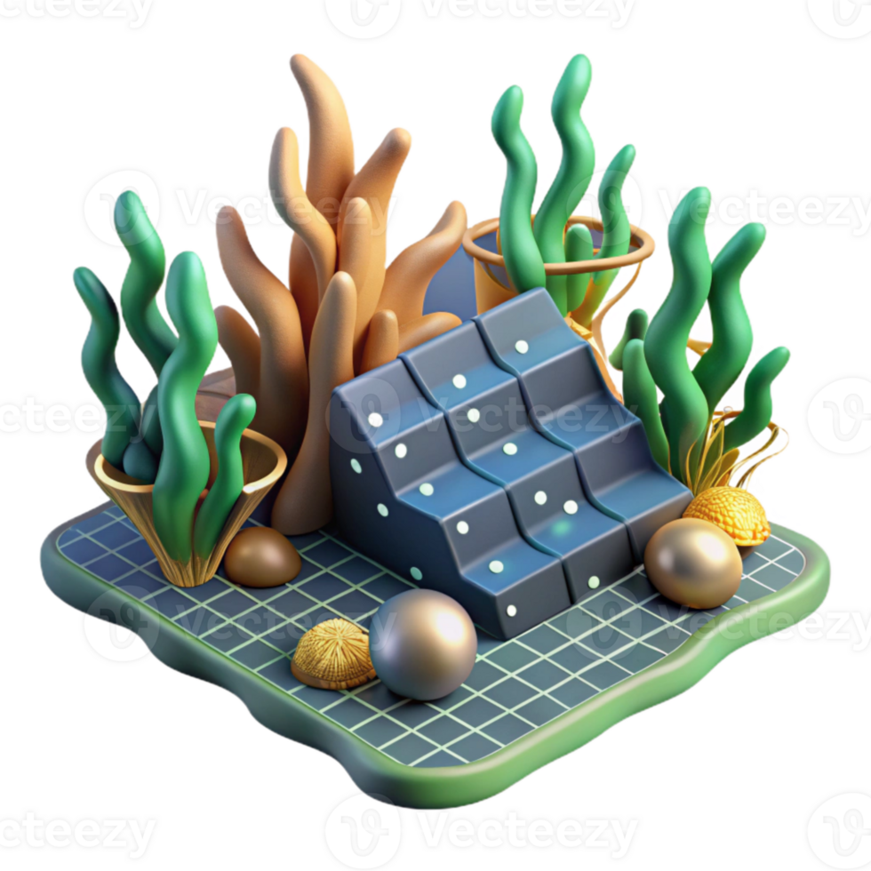 vibrant minimalist Seaweed Farm Aerial View Cutout Element premium png