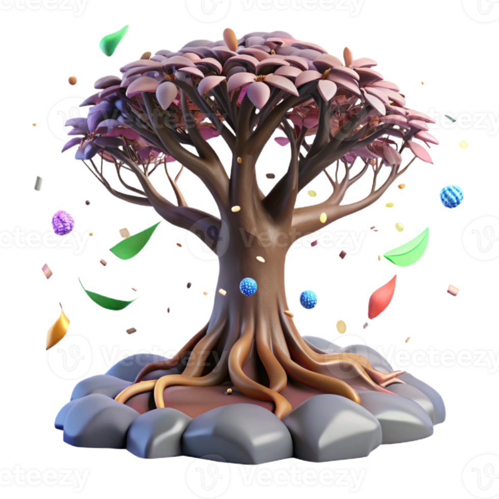 serene vintage Resilient Tree with Exposed Roots Transparent Background professional png