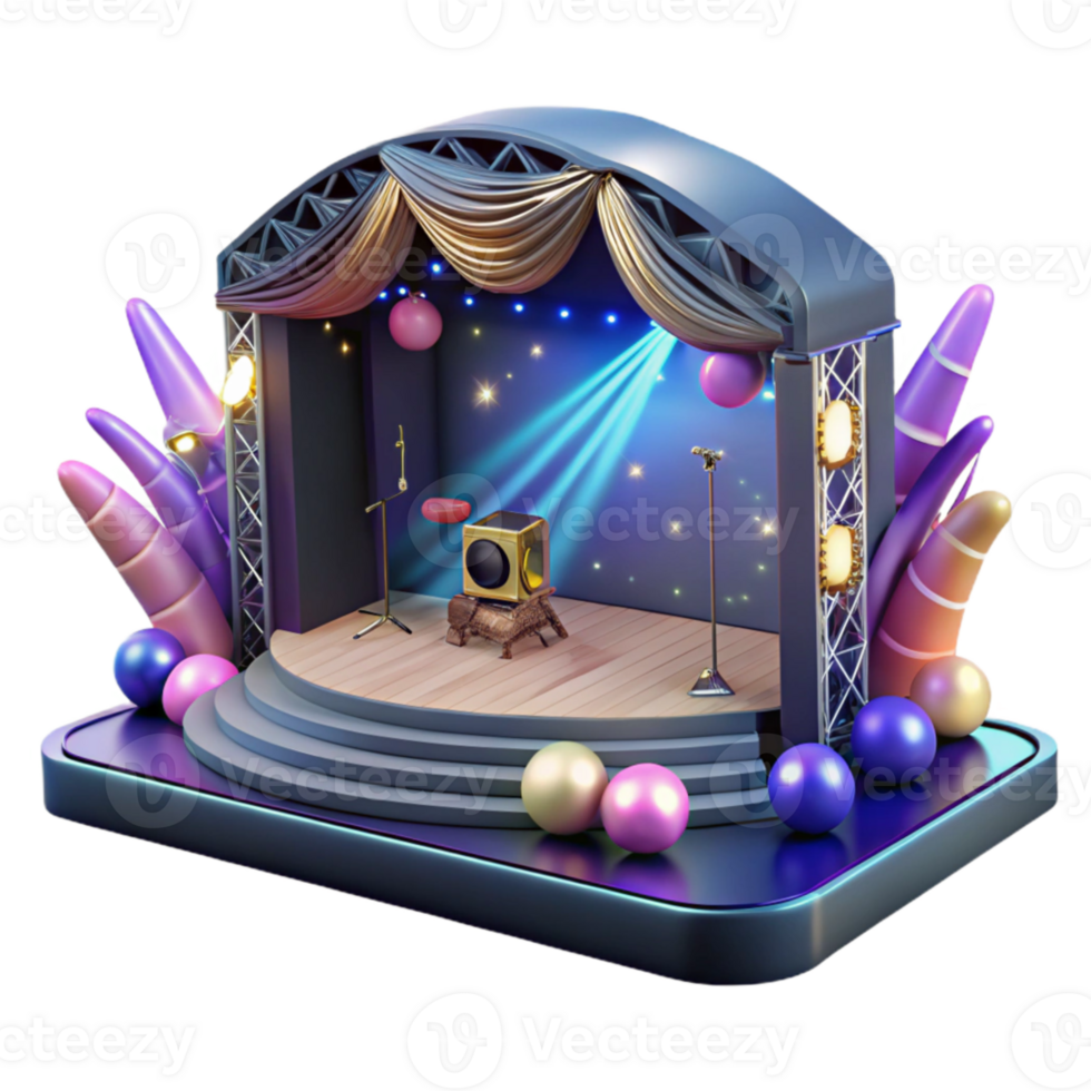 beautiful contemporary Virtual Concert Stage with Crowd Transparent Background genuine png