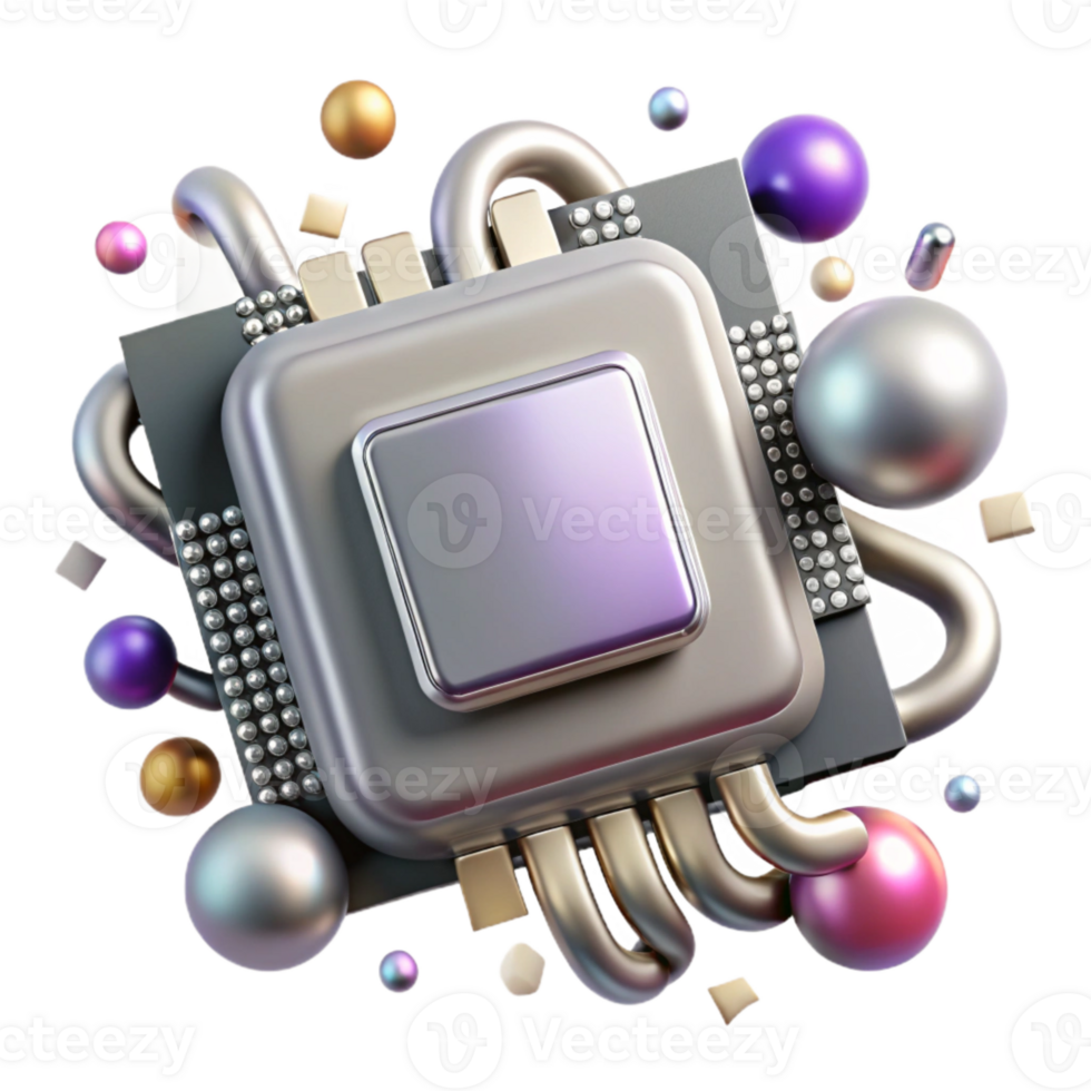 wonderful abstract Artificial Intelligence Chipset with Gold Contacts Cutout professional png