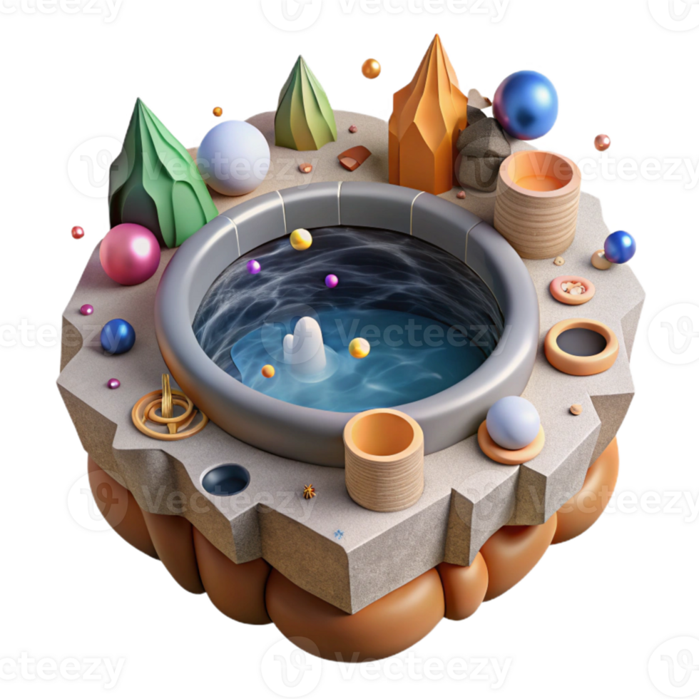 wonderful artistic Geothermal Hot Spring Top View Transparent Background original png