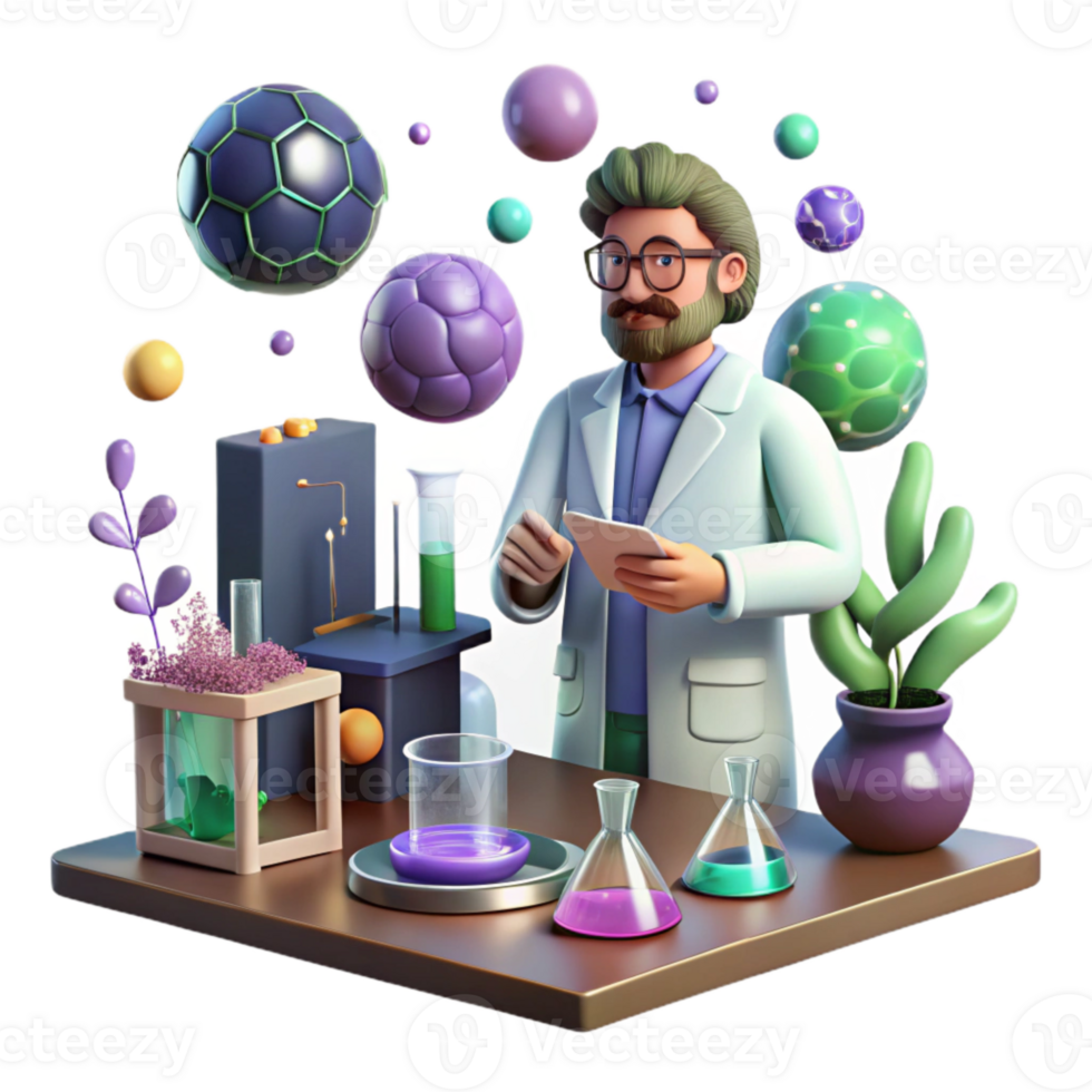 magnificent rustic Nanotech Research Lab Scene with Scientist Isolated premium png