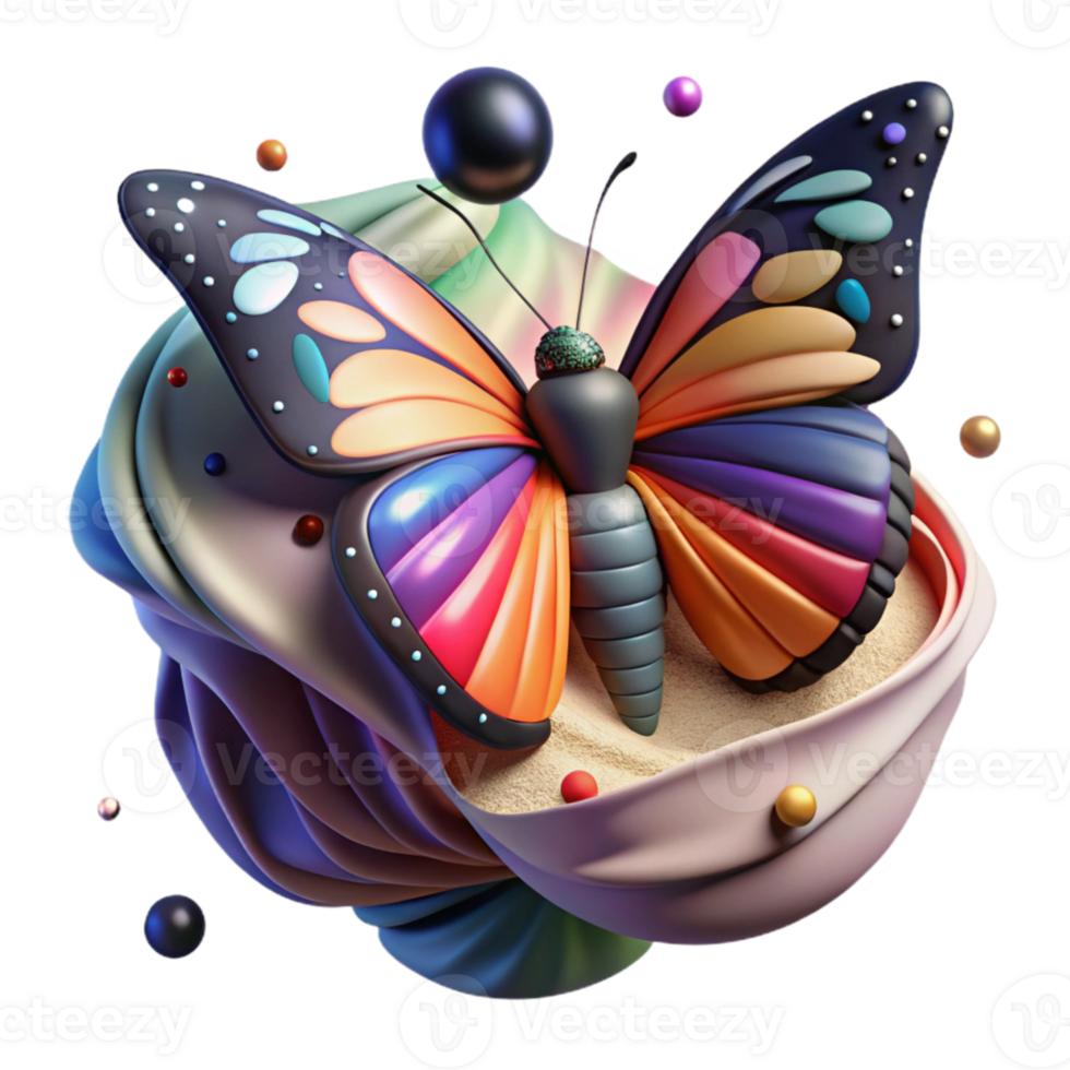 impressive artistic Colorful Butterfly Emerging Cocoon Transparent Background genuine png