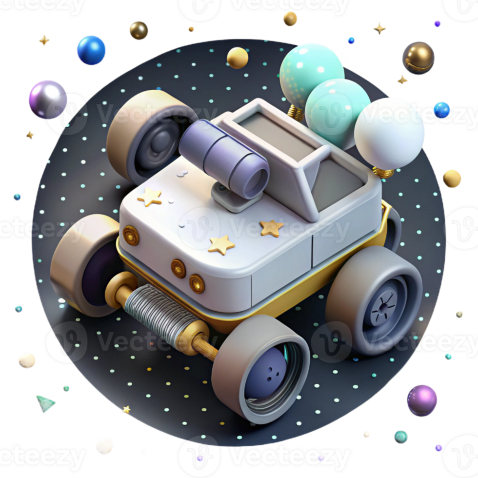 extraordinary artistic Lunar Rover Top View White with Transparent Background authentic png