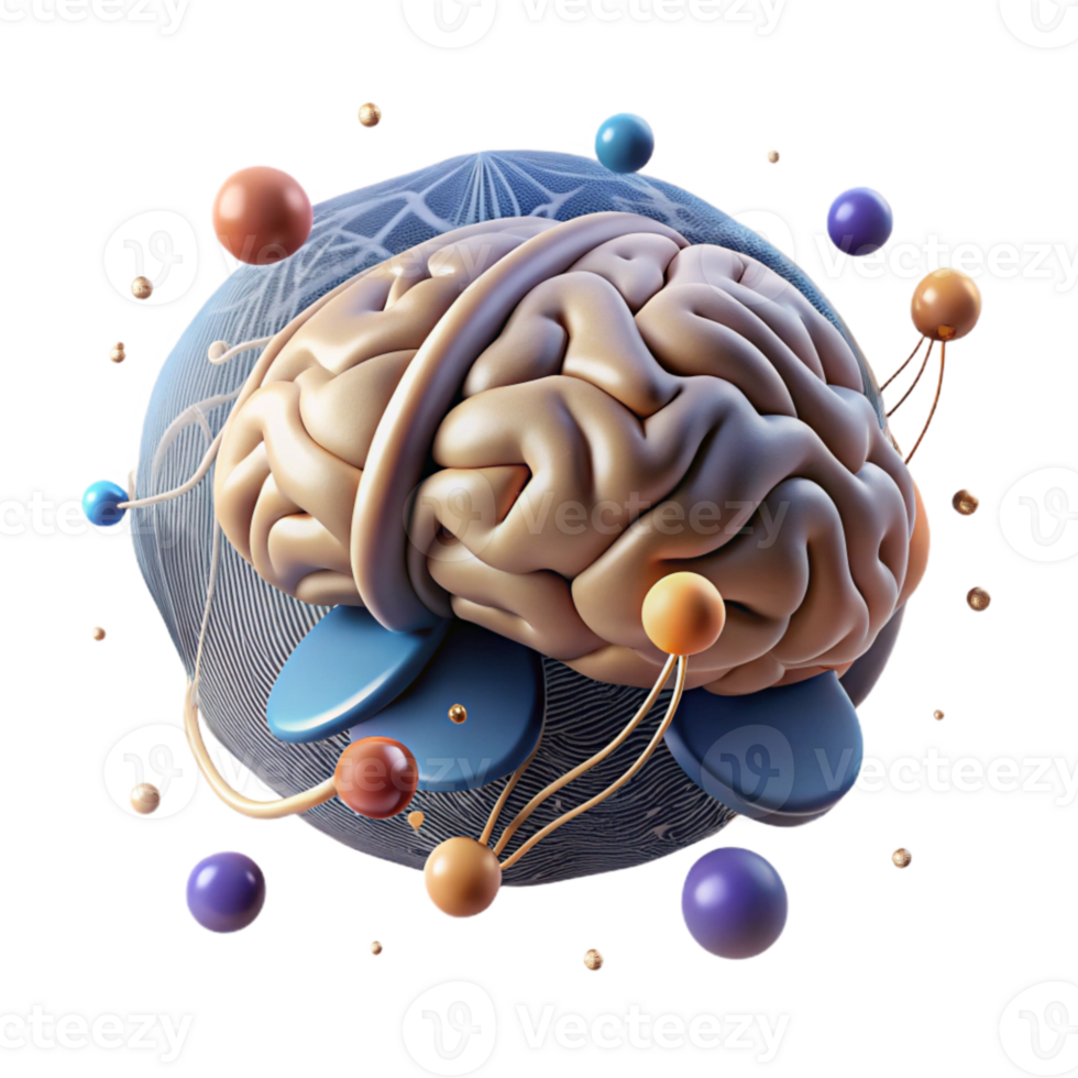 wonderful artistic Brain with Neural Connections Transparent Background high quality png
