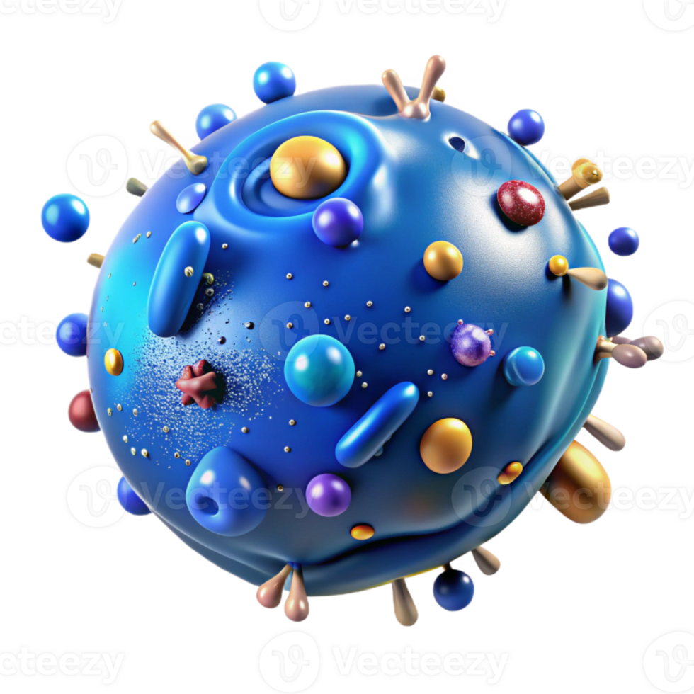 elegant traditional Blue Bacteria Cell Division Process Transparent Background original png
