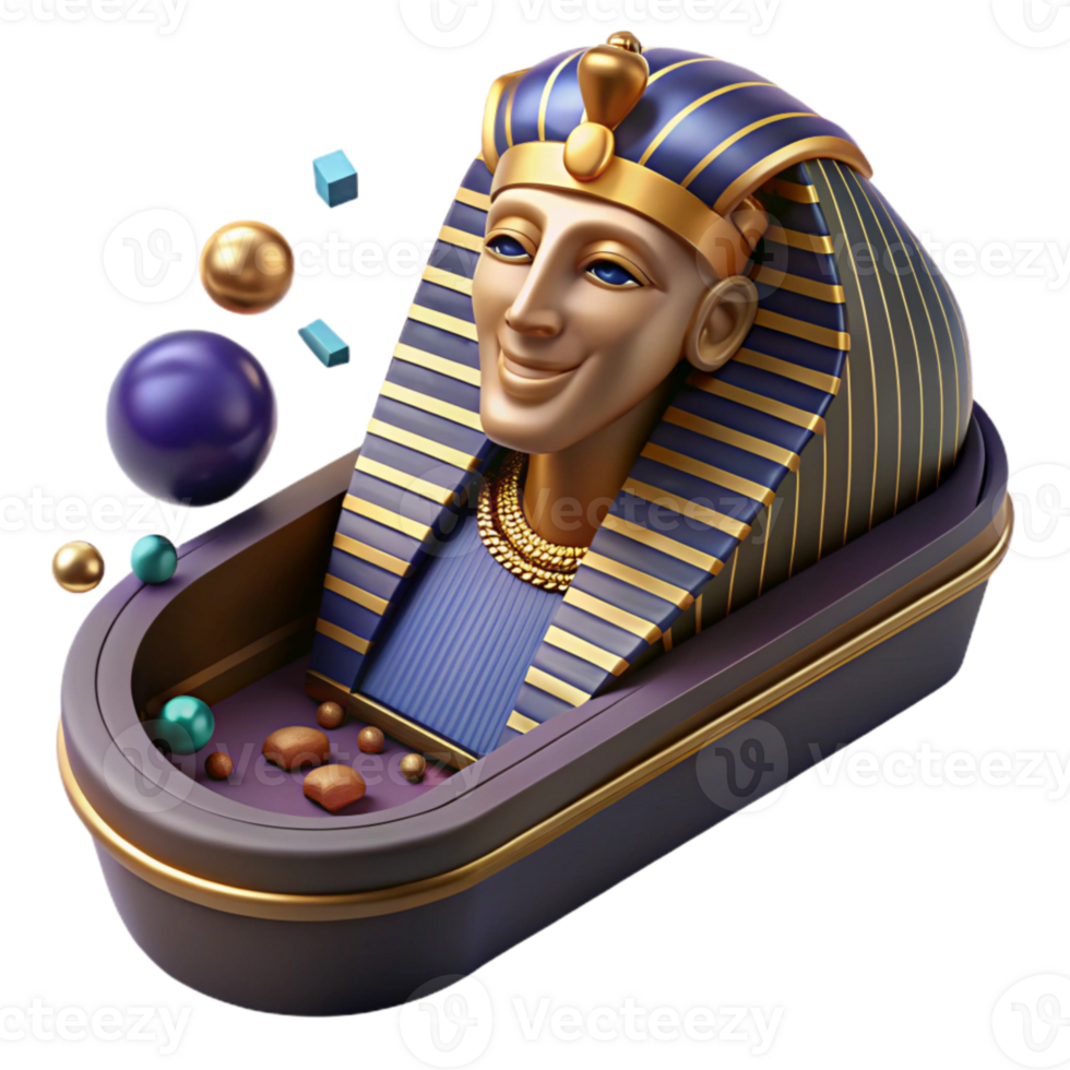 elegant rustic Pharaoh Sarcophagus Side View Transparent Background png