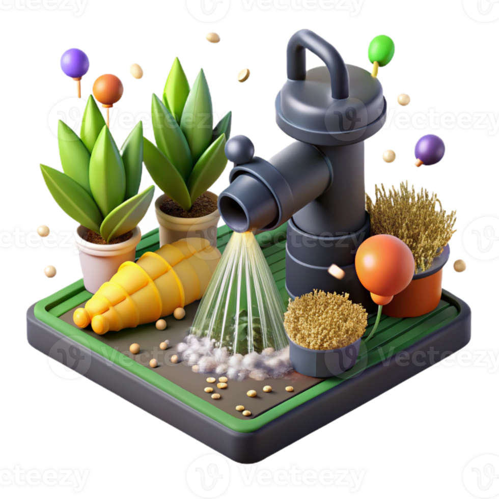 vibrant classic Sprinkler Watering Crops Top Angle Isolated original png