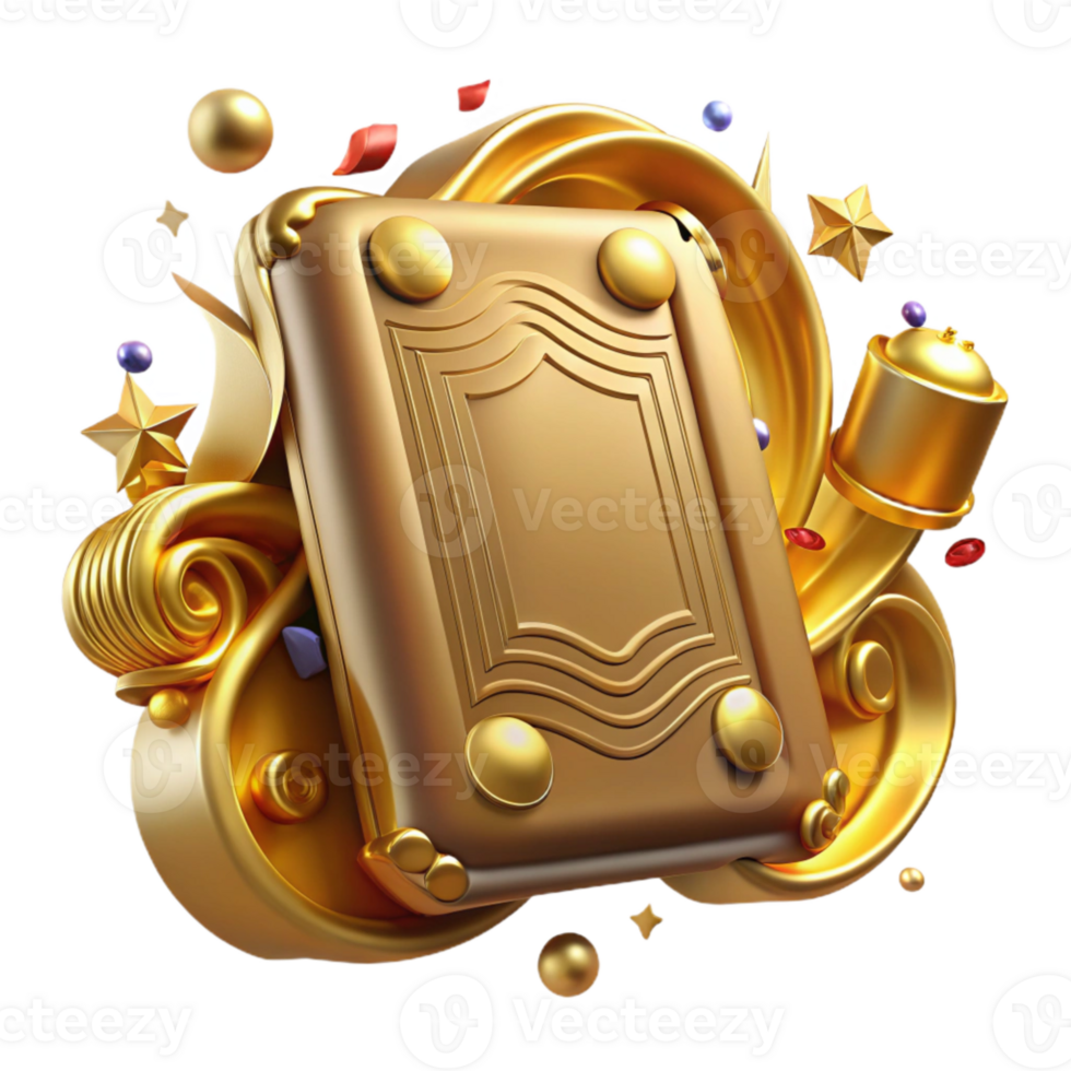 serene artistic Golden Tablet with Intricate Inscriptions Cutout Ornate Design premium png