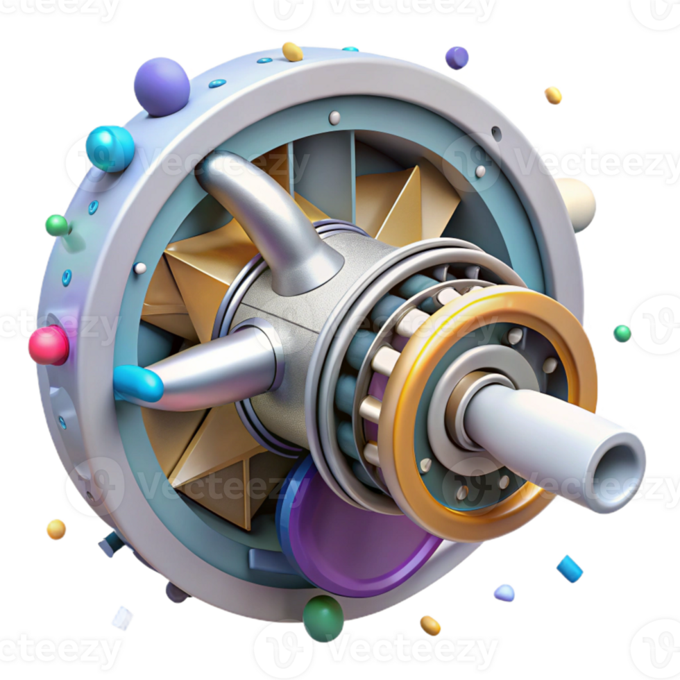 serene traditional Wind Turbine Gearbox Internal View Isolated premium png
