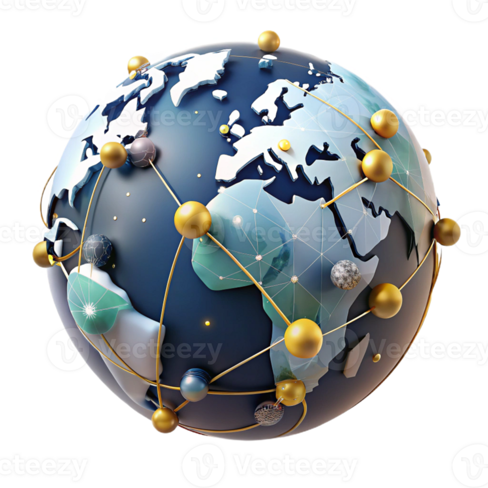 dramatic artistic Connected World Map Showing Trade Routes Transparent high resolution png