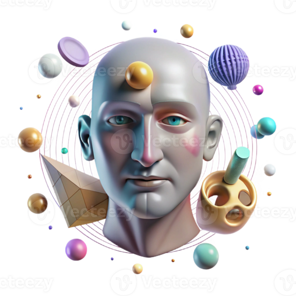 vibrant vintage Data Points Forming Human Face Transparent Element original png
