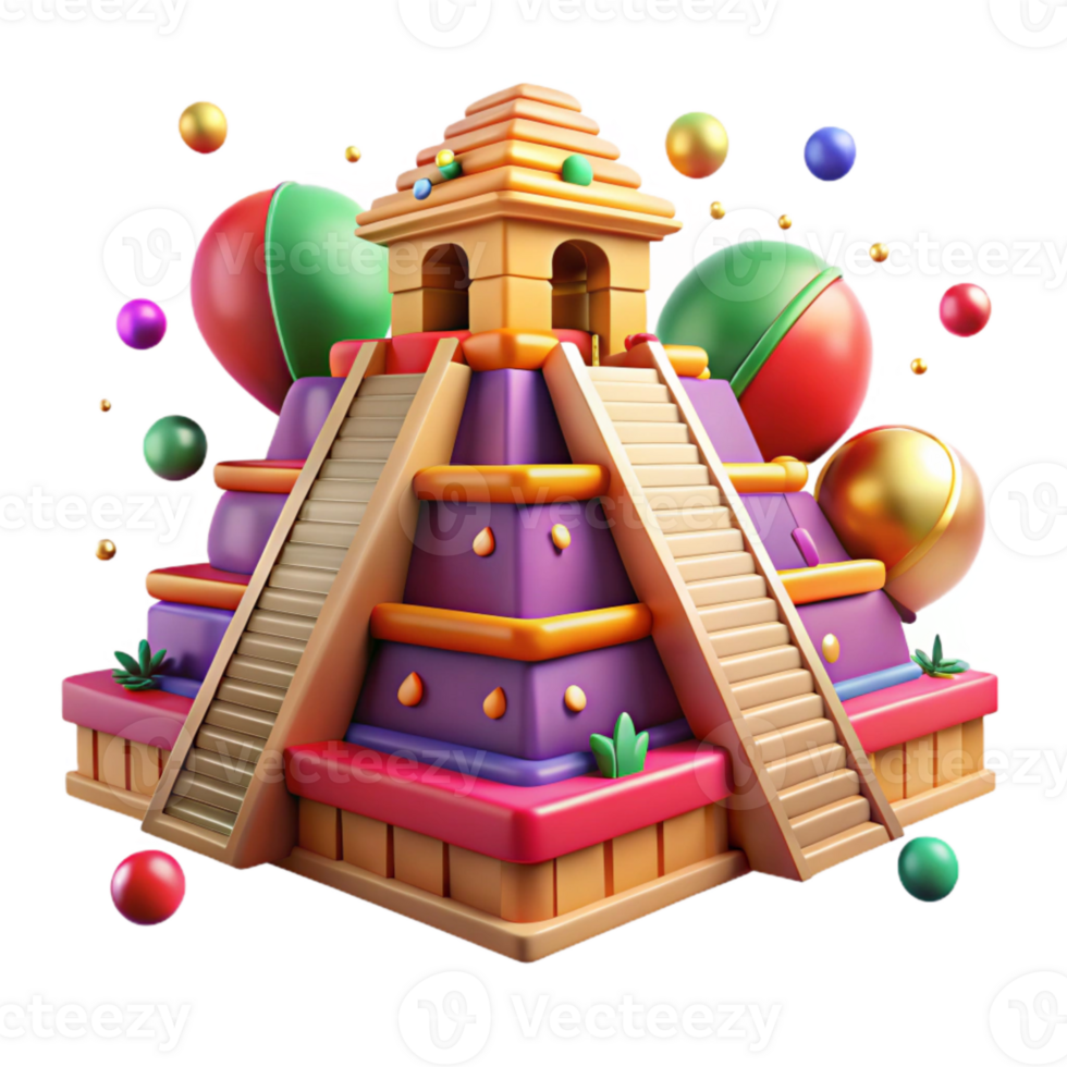 impressive artistic Aztec Temple Illustration Cutout Vibrant Colors exclusive png