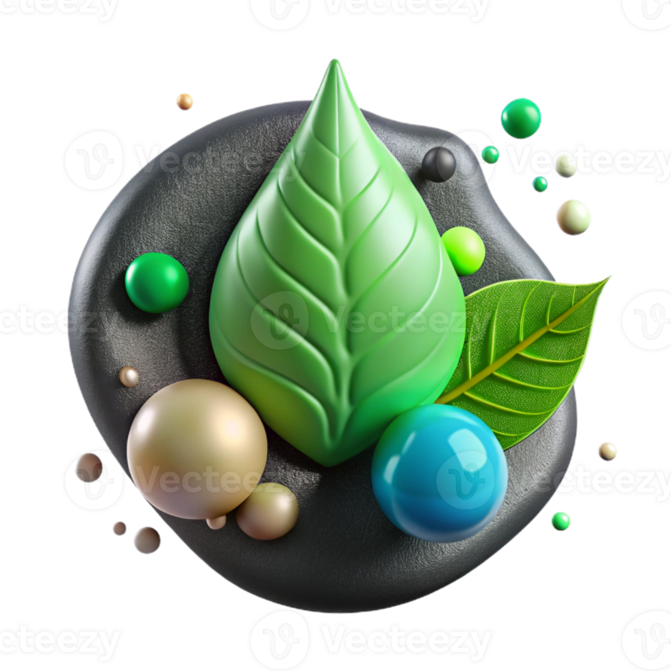 vibrant minimalist Green Leaf with Water Droplets Macro View Isolated high resolution png