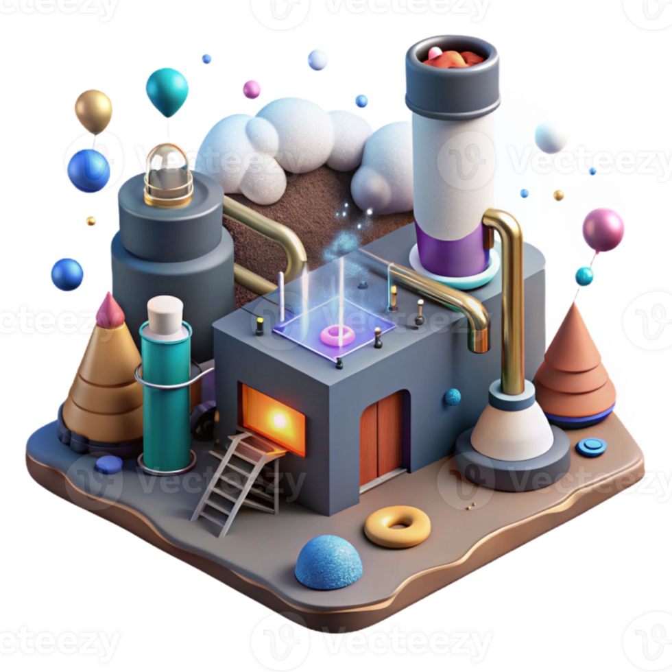 wonderful modern Geothermal Energy Research Laboratory Scene Transparent Background high resolution png