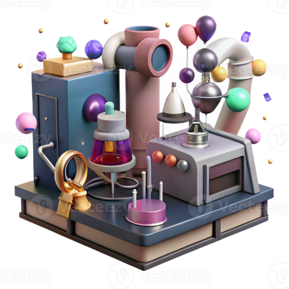 magnificent vintage Modern Laboratory with Robotic Equipment Isolated detailed png