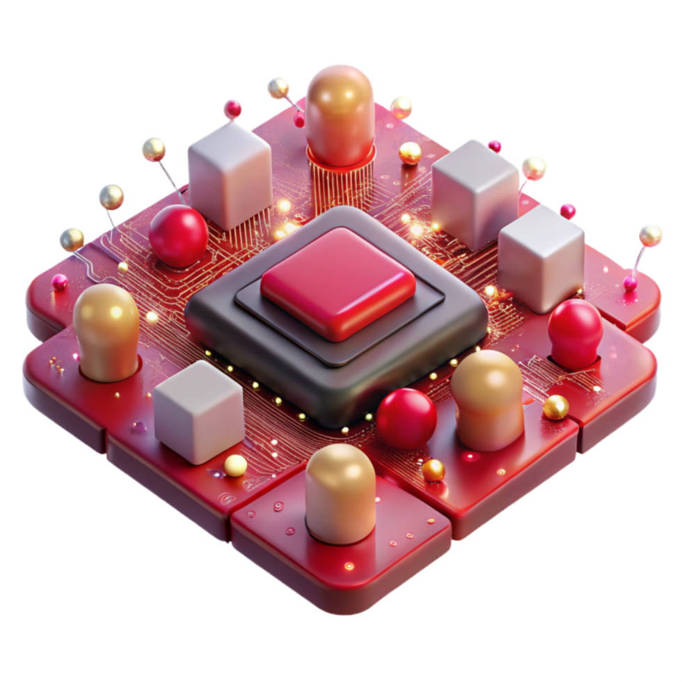 serene modern Circuit Board with Red Leds Transparent Background high quality png