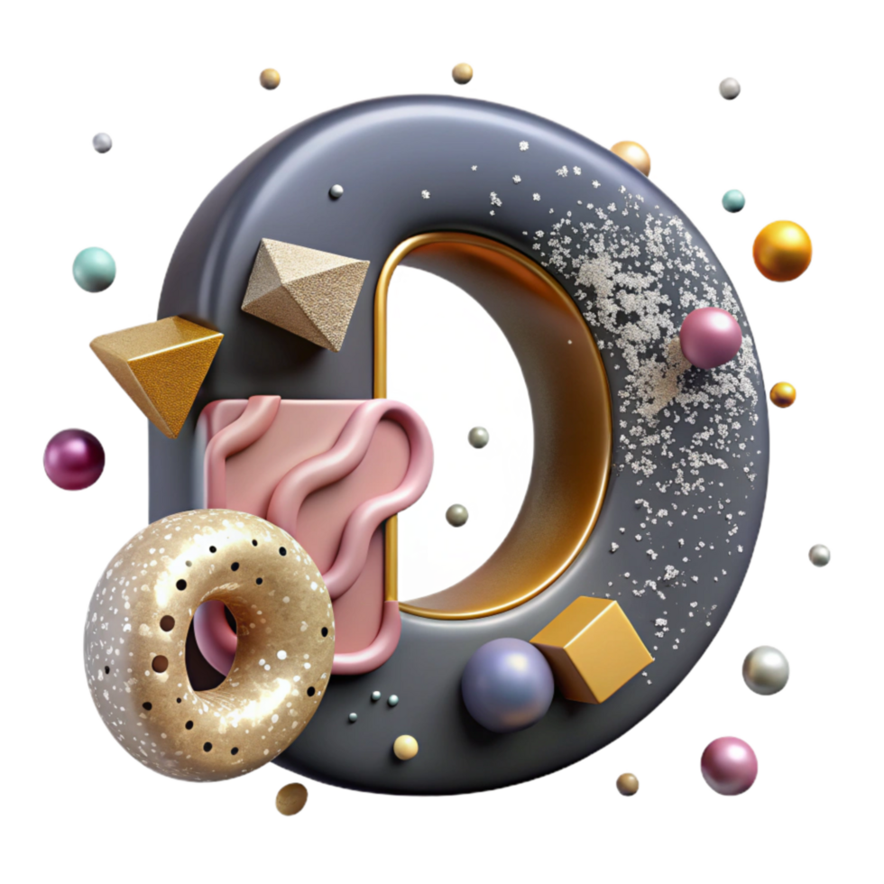 wonderful modern D Brain Render with Transparent Background premium png