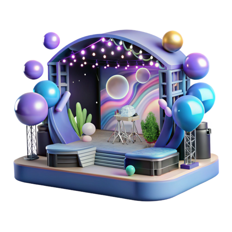 dramatic classic Virtual Concert Stage with Crowd Transparent Background png