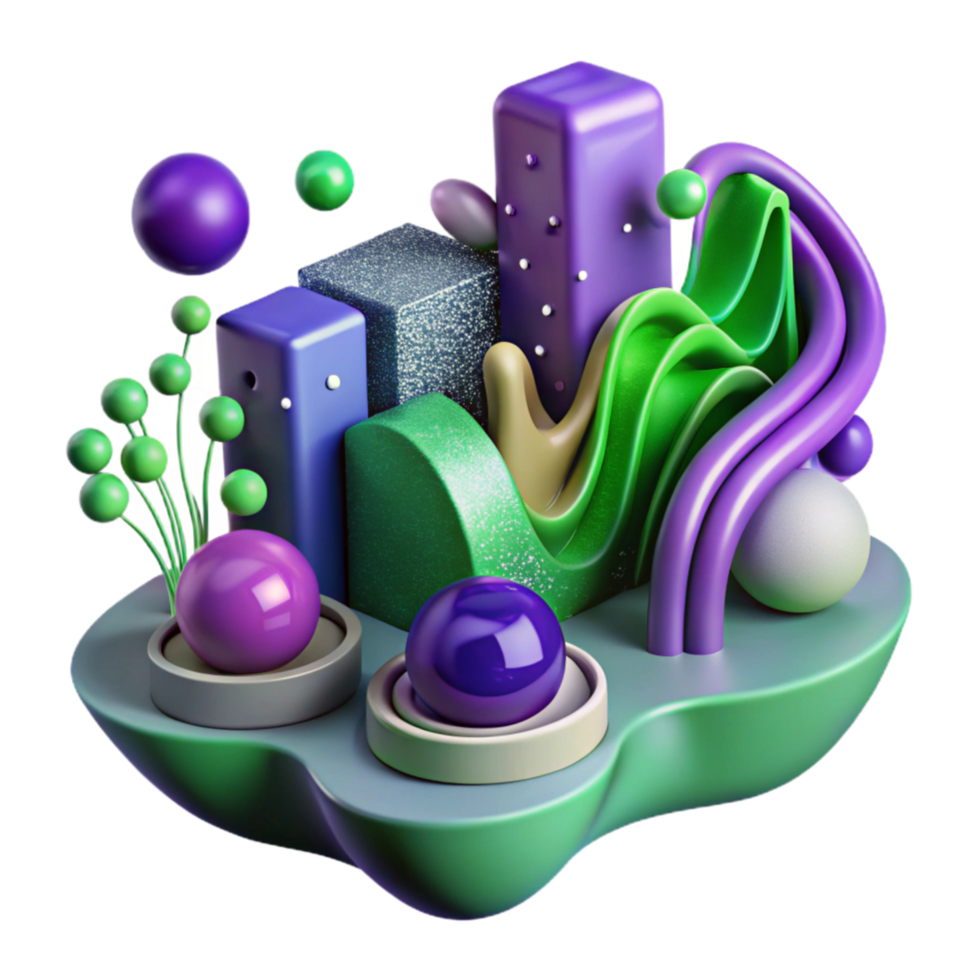 elegant vintage Abstract Representation of Growth Purple and Green Transparent Background png