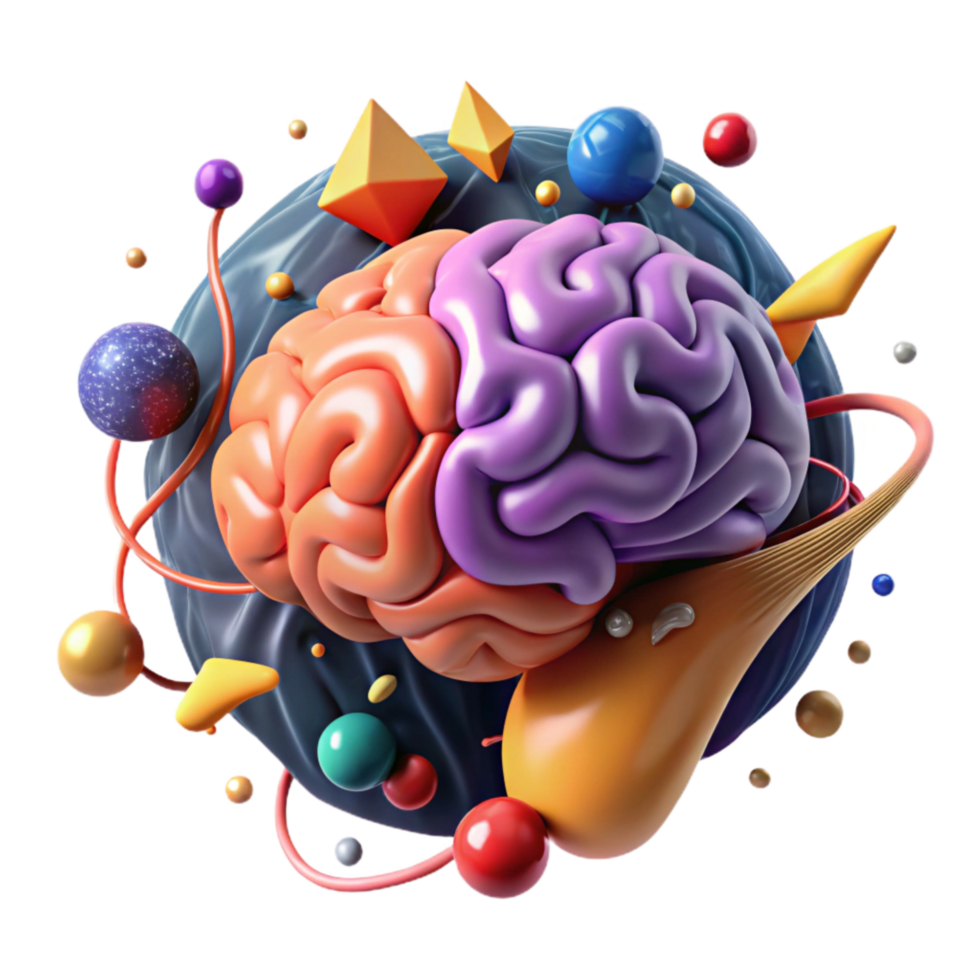 magnificent vintage Brain with Colorful Synapses Isolated authentic png