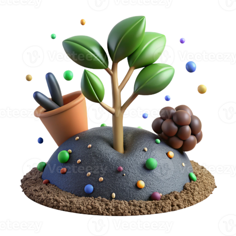 magnificent classic Tree Sapling in Soil Close Up Isolated on Transparent Background genuine png