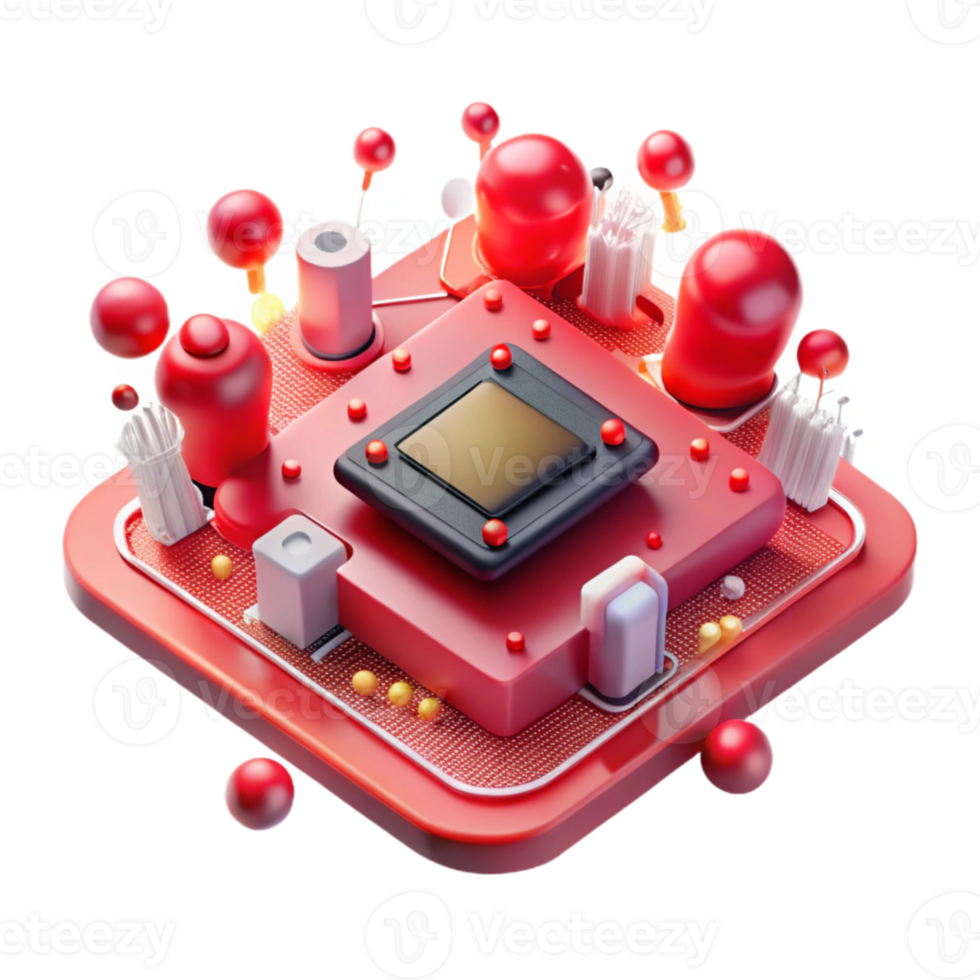 stunning abstract Circuit Board with Red Leds Transparent Background png