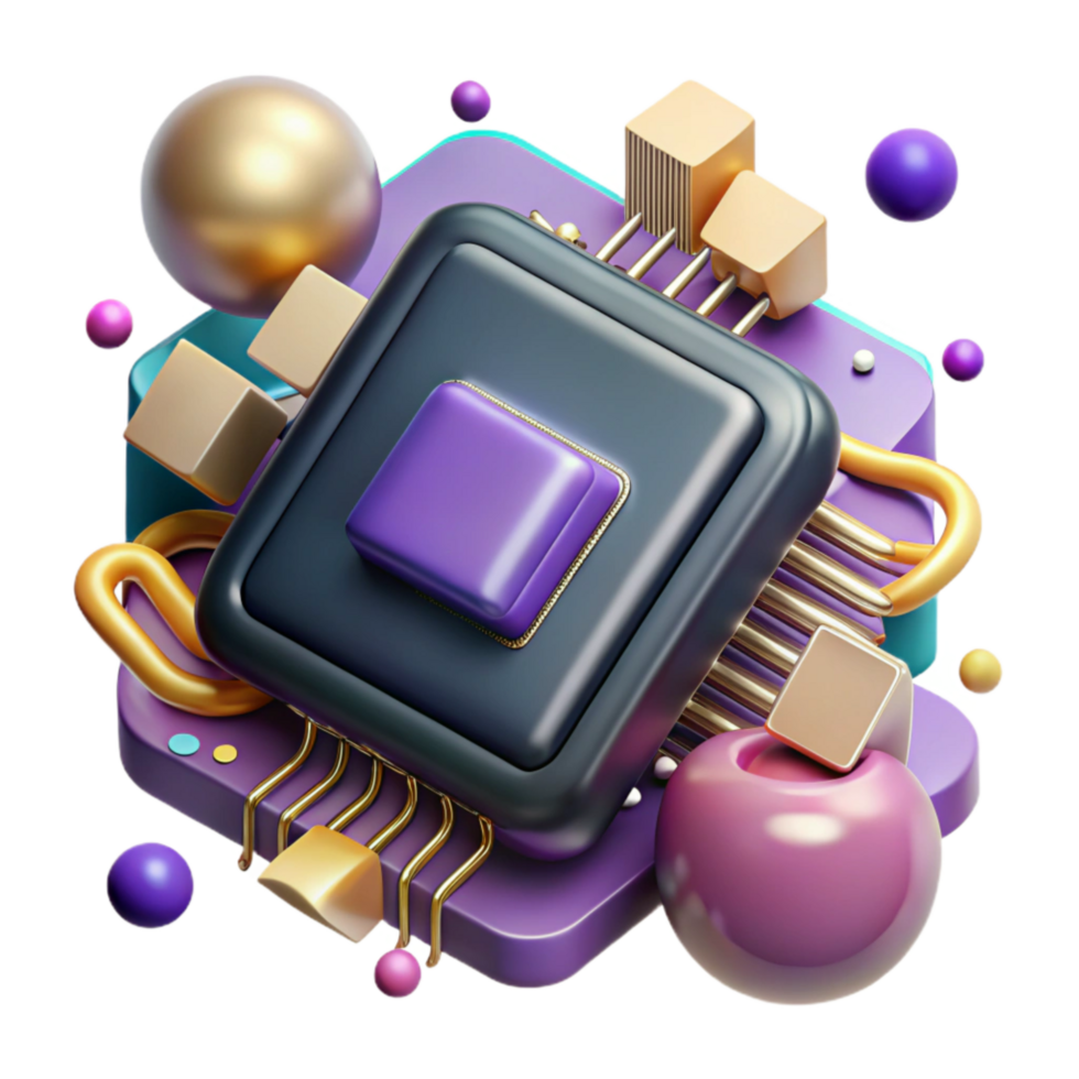 elegant artistic Quantum Computer Circuit Board Isolated Element detailed png
