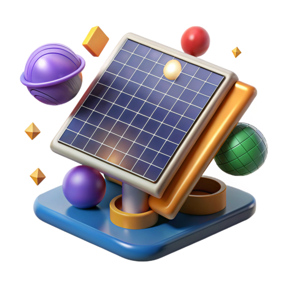 vibrant rustic Solar Energy Conversion Diagram Isolated Cutout png