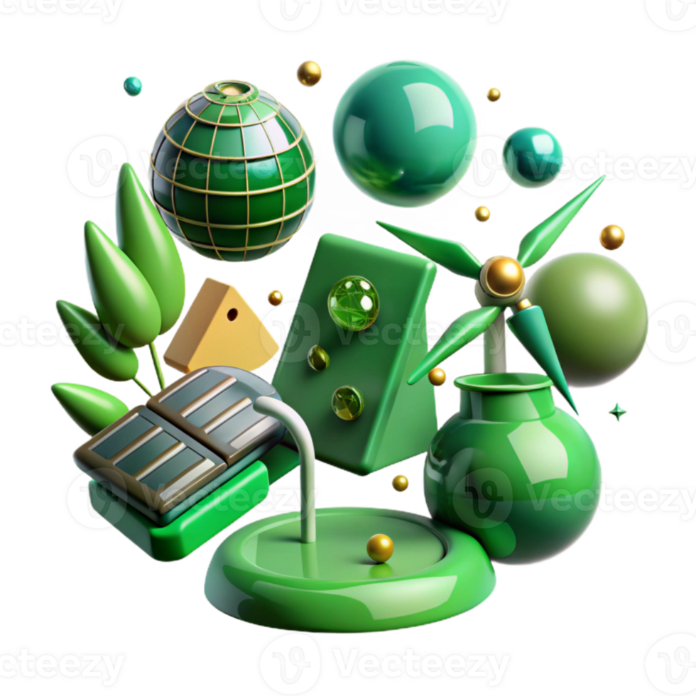 impressive abstract Green Energy Symbols Collection Isolated original png